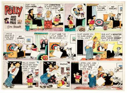 Cliff Sterrett Polly and Her Pals Sunday Comic Strip Hand-Colored Original Art dated 12-8-57 (King Features Syndicate, 1957). | Heritage