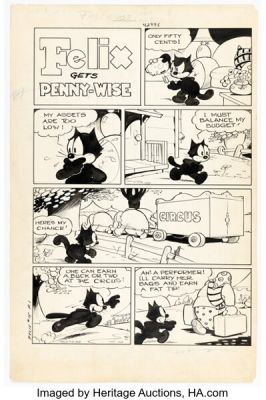 Otto Messmer (attributed) Felix the Cat #15 "Felix Gets Penny-Wise" Complete 12-Page Story Original Art (Dell, 1950). (Total: 12 Original Art) | Heritage