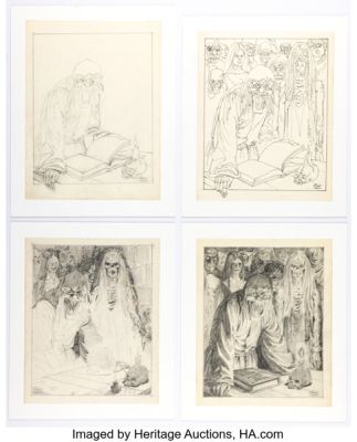 Johnny Craig - Crypt Keeper Specialty Illustration Preliminaries Original Art Group of 4 (undated). (Total: 4 Original Art) | Heritage
