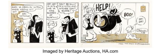 Bud Sagendorf Thimble Theatre Starring Popeye Daily Comic Strip Original Art dated 7-28-61 (King Features Syndicate, 1961). | Heritage
