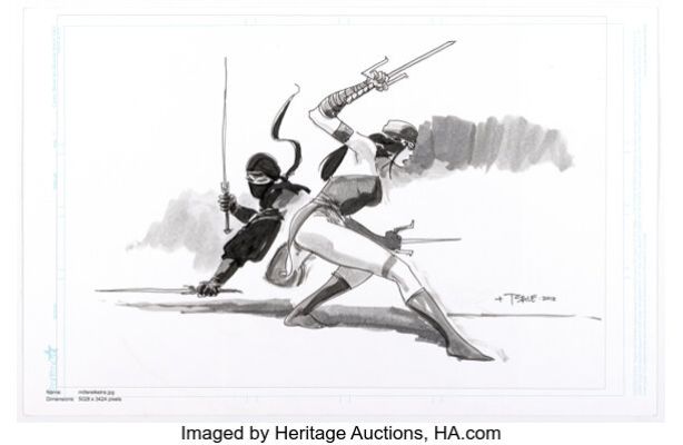 Tim Sale [Frank Miller printed lines] - Elektra vs. The Hand Illustration Original Art (2012). | Heritage