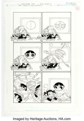 Christopher Cook and Mike DeCarlo The Powerpuff Girls #68 "Learn to Draw Buttercup" Complete 1-Page Story Original Art (DC, 2006).