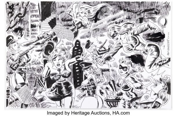 Ken Landgraf - Golden Age Women vs Axis Women Illustration Original Art (2022). | Heritage