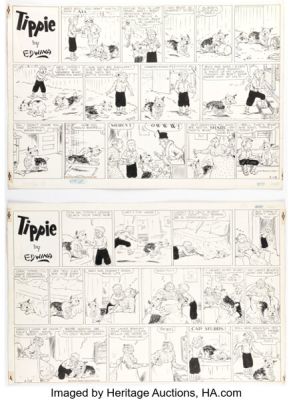 Edwina Dumm Cap Stubbs and Tippie Sunday Comic Strips Original Art Group of 2 (George Matthew Adams Service, 1943). (Total: 3 Items)