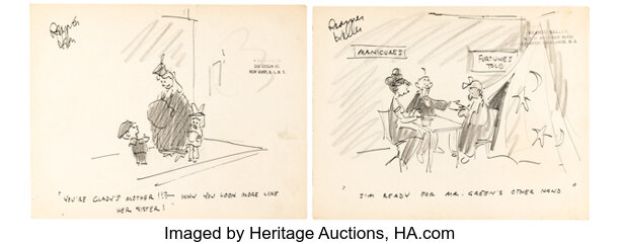 Reamer Keller - Single Panel Gag Cartoon Illustrations Original Art Group of 10 (c. 1960s) (Total: 10 Original Art)