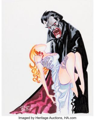 Bruce Timm "Vampire and Victim" Dracula Illustration Original Art (c. 2001). | Heritage