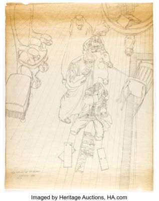 Bernie Wrightson The Edgar Allen Poe Portfolio "The Tell-Tale Heart" Sketch Preliminary Original Art (Christopher Enterprises, 1976). | Heritage