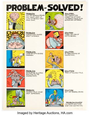 Peter Bagge "Problem-Solved!" Unpublished Gag Illustration Original Art (1983). | Heritage