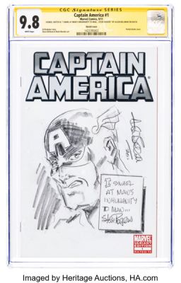 Allen Bellman Captain America #1 Sketch Cover - Signature Series Original Art (Marvel, 2011) CGC NM/MT 9.8 White Pages.