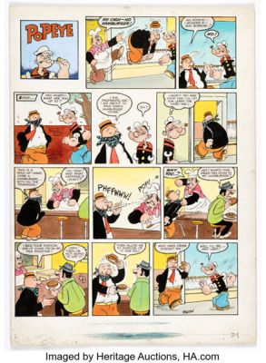 Bill Mevin TV Comic #1581 "Popeye" One-Page Comic Strip Original Art (Polystyle Publications, 1982).