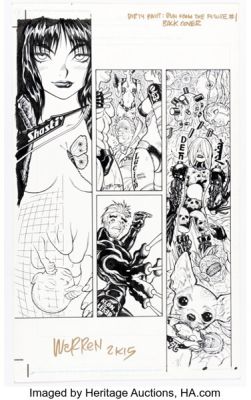 Adam Warren The Dirty Pair: Run from the Future #1 Back Cover Illustration Original Art (Dark Horse, 2000).