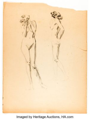Johnny Craig - Figure Drawing Sketch Pad Original Art Group of 48 (1949). (Total: 48 Original Art) | Heritage