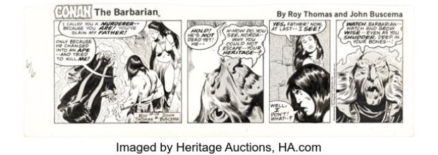 John Buscema Conan the Barbarian Daily Comic Strip Original Art dated 10-14-78 (Register and Tribune Syndicate, 1978) | Heritage