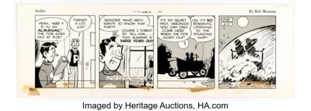 Bob Montana Archie Daily Comic Strip Original Art dated 6-27-53 (McClure Newspaper Syndicate, 1953). | Heritage