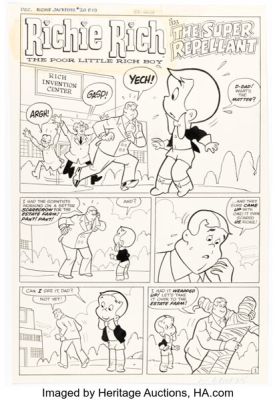 Dom Sileo (attributed) Richie Rich Jackpots #20 "The Super Repellant" Complete 5-Page Story Original Art (Harvey, 1975). (Total: 10 Original Art) | Heritage