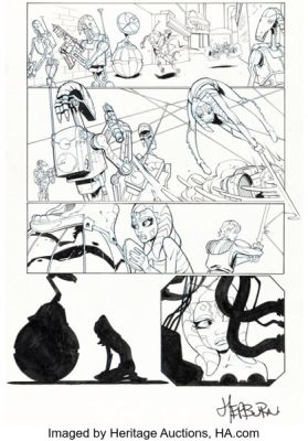 Scott Hepburn and Dan Parsons Star Wars The Clone Wars #1 Ahsoka Tano Story Page 12 Original Art (Dark Horse, 2008). | Heritage