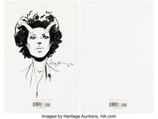 Fiona Staples Saga #1 Gwendolyn Back Cover Sketch Original Art Group of 2 (Image, 2012). Condition: VF/NM. (Total: 2 Original Art) | Heritage