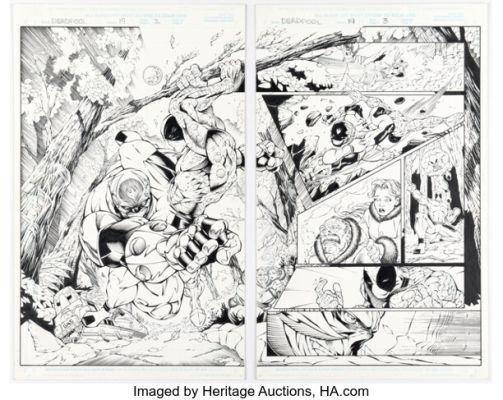 Walter McDaniel and John Livesay Deadpool #19 Double Page Spread 2-3 Original Art (Marvel, 1998). (Total: 2 Original Art) | Heritage