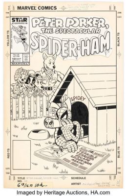 Joe Albelo and Pierre Fournier Peter Porker, the Spectacular Spider-Ham #10 Cover Original Art (Marvel, 1986). | Heritage