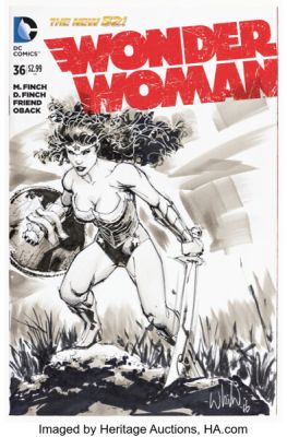Whilce Portacio Wonder Woman #36 Sketch Edition Original Art (DC, 2015) Condition: NM. | Heritage