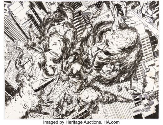 David Lapham and Kathryn Bolinger Harbinger #0 Double-Page Splash 14-15 Original Art (Valiant, 1993).