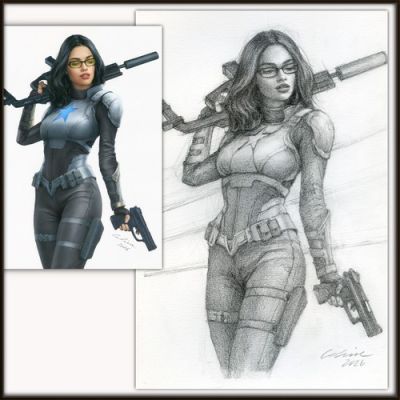 GI JOE #21 - BARONESS - ORIGINAL SKETCH FOR EXCLUSIVE VARIANT COVER - by Celina