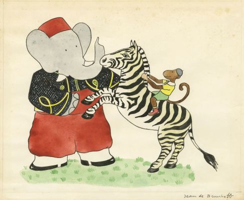 Jean de Brunhoff... | Lot 34 - Jean DE BRUNHOFF (1899-1937) Babar Encre de Chine et... | Tessier Sarrou