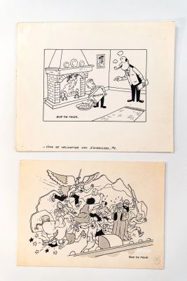 De Moor, Bob (1925-1992) | Lot 10 : Un ensemble de deux dessins humoristiques à l’encre de Chine sur… | misc / divers