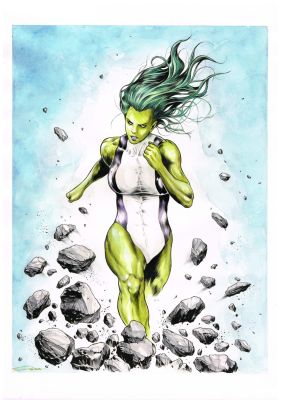 Gianluca Gugliotta | She Hulk - Original Illustration for Marvel Flair Card | Raremarq (Buy It Now)