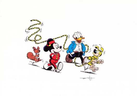 Jordi Juan Pujol (Spain, 1978) | Donald & Mickey as Spirou, Fantasio & Marsupilami | Corner4art