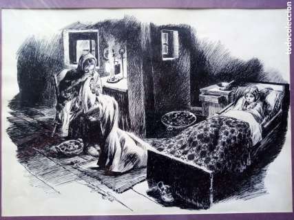 ILUSTRACION ORIGINAL FIRMADO - VICTOR DE LA FUENTE (1927-2010) - 49x35 CMTS