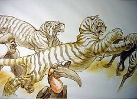 Frank Pé - Dessin original couleur géant - Zoo / Fresque Salon BD Vaison la Romaine - (2007)