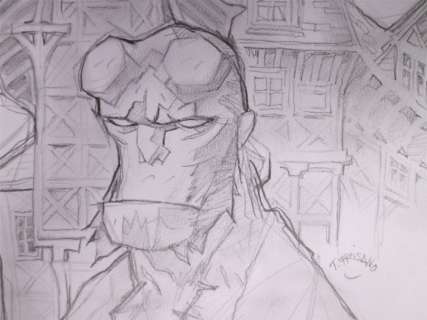 Hellboy - Dessin original ( x2 ) - Hommage Ã  Mignola et Hellboy par - thomas FRISANO | Catawiki