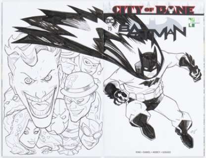 Craig Rousseau Batman #75 Wraparound Sketch Cover Variant Original Art (DC, 2019) CGC Signature Series NM/MT 9.8 -