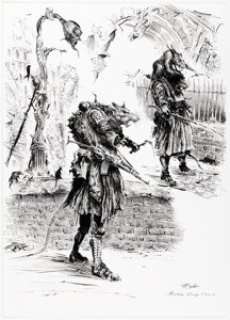Ian Miller - Rat Bridge Guard Illustration Original Art (1992). (Total: 2 Items) | Heritage
