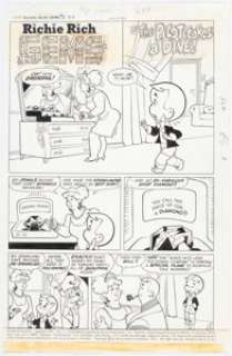 Ernie Colón (attributed) Richie Rich Gems #1 "The Pilot Takes a Dive" Complete 5-Page Story Original Art (Harvey, 1974). (Total: 5 Original Art) | Heritage