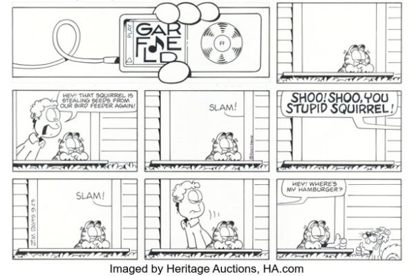 Jim Davis Garfield Sunday Comic Strip Original Art dated 9-23-07 (PAWS, 2007). | Heritage