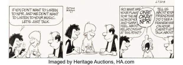 Jerry Scott and Jim Borgman Zits [NPR with Dinner] Daily Comic Strip Original Art dated 6-7-18 (King Features Syndicate, 2018). | Heritage