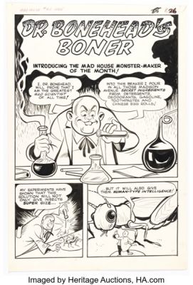 Joe Edwards Archie’s Madhouse #40 "Dr. Bonehead’s Boner" Complete 4-Page Story Original Art (Archie, 1965). (Total: 4 Original Art) | Heritage