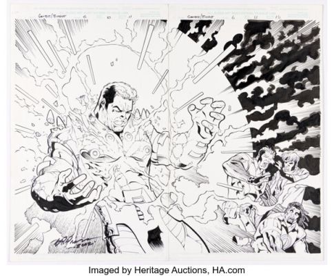 Georges Jeanty and Sean Parsons Gambit & Bishop #6 Double-Page Splash 10-11 Original Art (Marvel, 2001). | Heritage