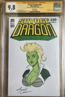 Amanda Conner - Savage Dragon #250 She Dragon Sketch Cover | Raremarq