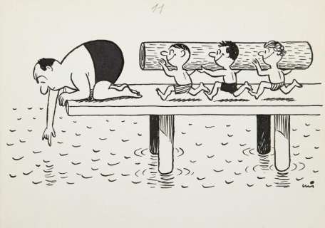 Gwidon Miklaszewski (1912 - 1999) | Gwidon Miklaszewski | "Pomożemy tacie skoczyć do wody!", lata 80. XX w. | Desa Unicum