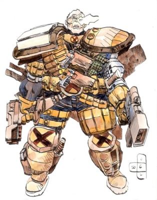 Jesse Lonergan original art, Cable, X-Men, ink & water color