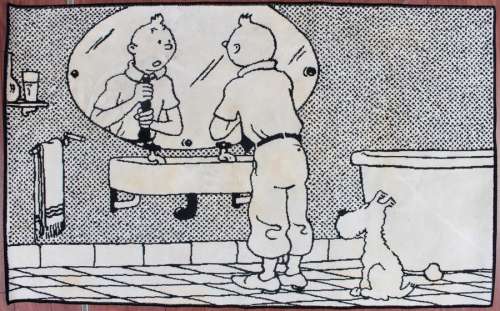 Hergé | TAPIS AXIS : Tintin, lot pour la salle de bain, 19… | Banque Dessinée