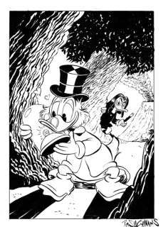 Bas Heymans - Originele tekening - Dagobert Duck + - "begluring door magica" - Original Preliminary Art | Catawiki