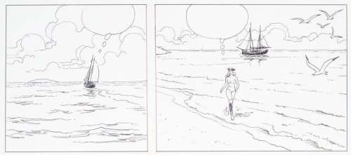 Manara Milo | Strip de l’album Gulliveriana Encre de chine 44 x 50... | Vermot et Associés