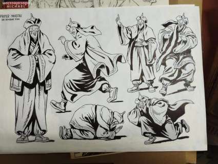 AMBROS CAPITAN TRUENO ESTUDIO PERSONAJES REPASOS Y RELLENOS TINTA ORIGINALES