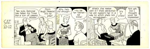 Frank King | King – Gasoline Alley Original Daily Strip Art 10/12/1957 NO RESERVE! | Russ Cochran