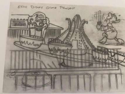 Patrick Block | Original pencil artwork by American Disney artist Patrick Block. - Scary Theme Park After Dark - Page volante - Exemplaire unique - (2008) | Catawiki