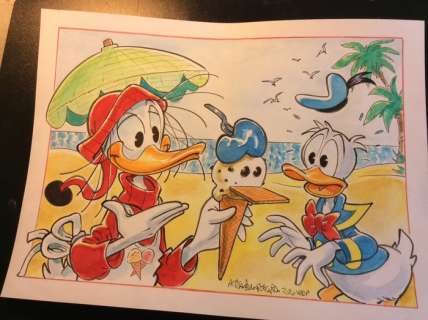 Alessandro Gottardo | Donald Duck - â€œGelateria Paperogaâ€ - Page volante - EO - (2020/2020) | Catawiki